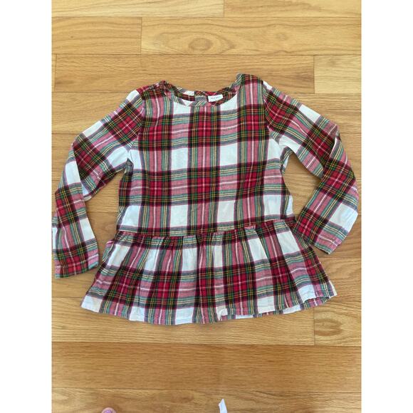 Hanna Andersson Flannelette Peplum Tartan Stewart Plaid Ruffle Top 6-7 Christmas - Picture 11 of 11